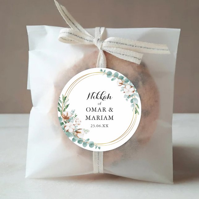 Islamic Nikkah Wedding Favor Classic Round Sticker (Creator Uploaded)
