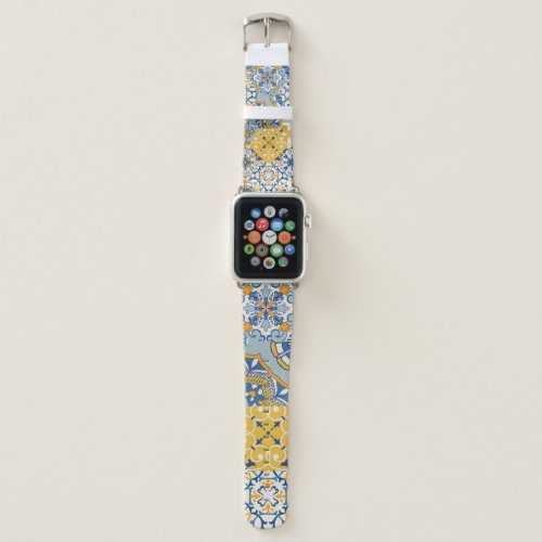 Islamic Patchwork Majolica Pottery Tile Apple Watch Band