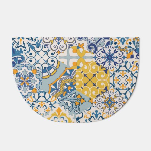 Islamic Patchwork Majolica Pottery Tile Doormat