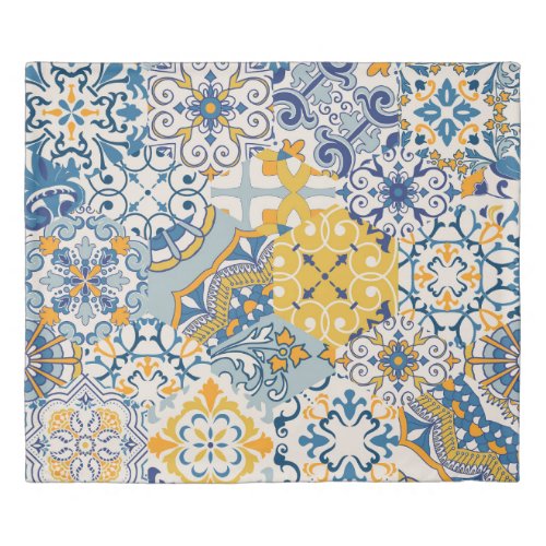 Islamic Patchwork Majolica Pottery Tile Duvet Cover