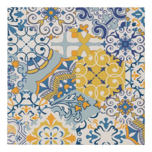 Islamic Patchwork Majolica Pottery Tile Faux Canvas Print