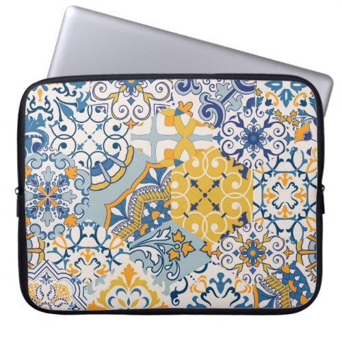 Islamic Patchwork Majolica Pottery Tile Laptop Sleeve