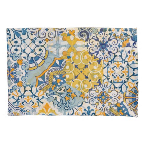 Islamic Patchwork Majolica Pottery Tile Pillow Case