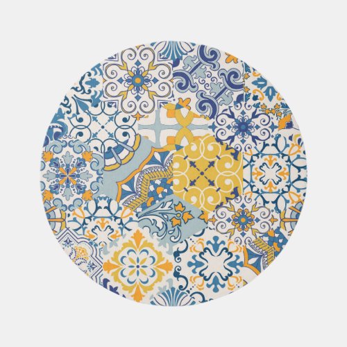 Islamic Patchwork Majolica Pottery Tile Rug