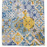 Islamic Patchwork: Majolica Pottery Tile Shower Curtain