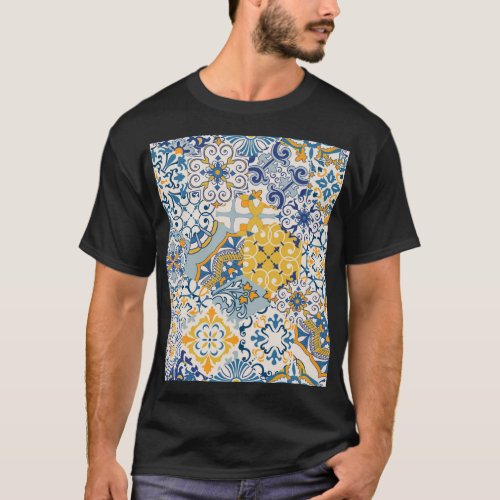 Islamic Patchwork Majolica Pottery Tile T_Shirt