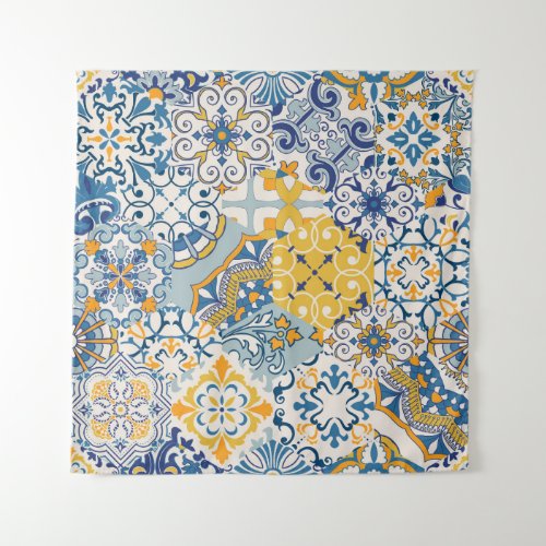 Islamic Patchwork Majolica Pottery Tile Tapestry