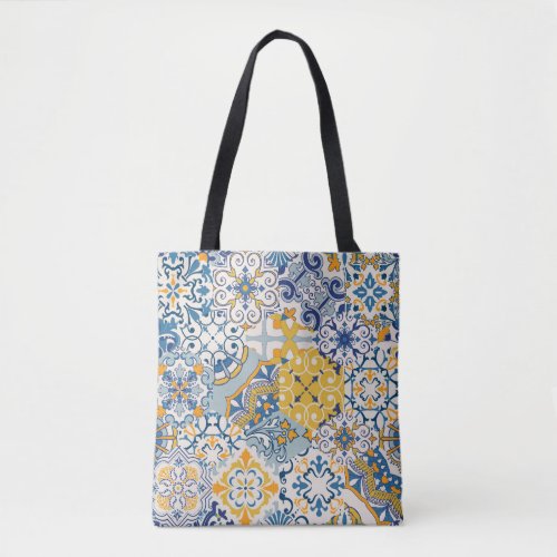 Islamic Patchwork Majolica Pottery Tile Tote Bag