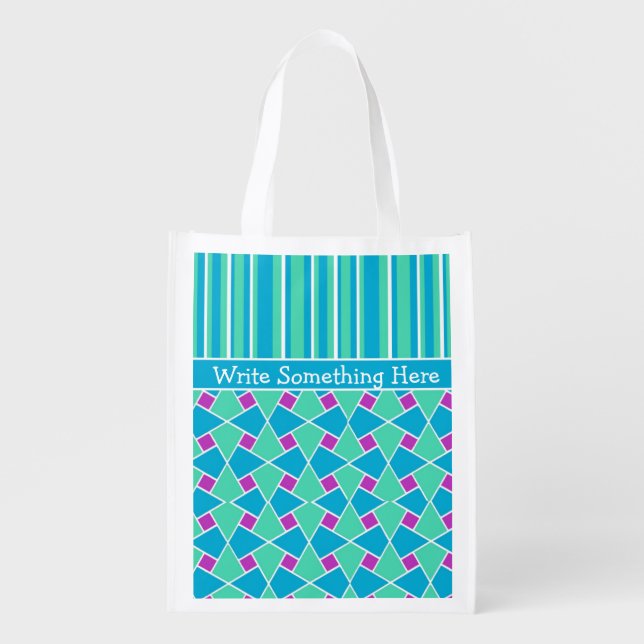 Islamic Pattern and Stripes: Custom Shopping Bag (Front)