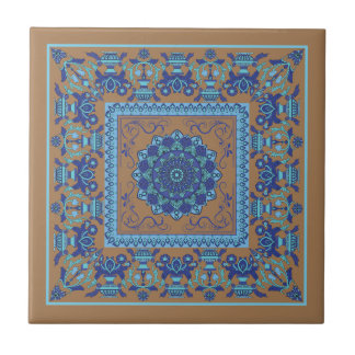 Islamic Pattern Blue And Brown Ceramic Tile