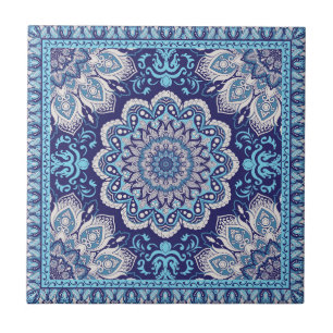 Islamic Pattern Blue Tones Ceramic Tile