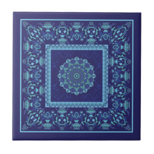 Islamic Pattern Blue Tones Ceramic Tile