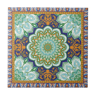 Islamic Pattern Orange, Blue, Green Ceramic Tile