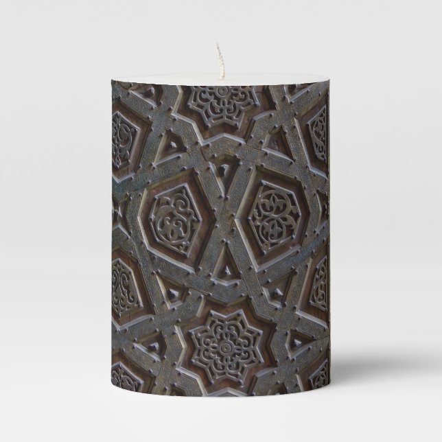 Islamic Pattern Pillar Candle (Front)