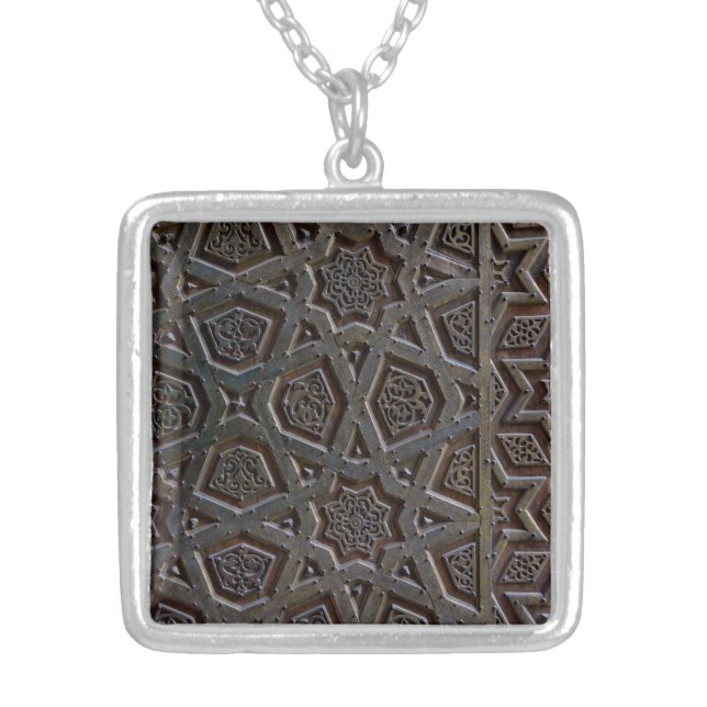 Islamic Pattern Silver Plated Necklace (Front)