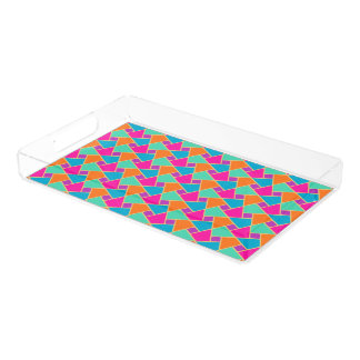 Islamic Pink, Orange, Turquoise, Green Gold-effect Acrylic Tray