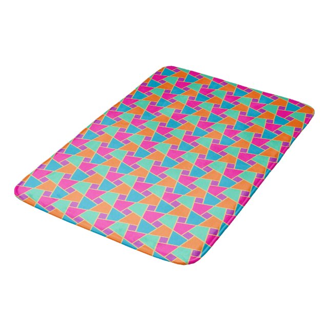 Islamic Pink, Orange, Turquoise, Green Gold-effect Bathroom Mat (Angled)