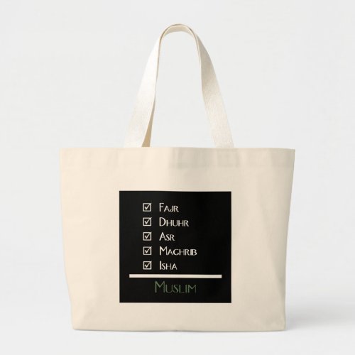 Islamic prayer _ 5 times a day _ Muslim print Large Tote Bag