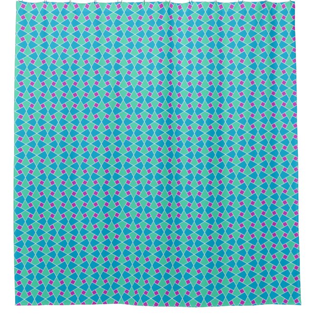 Islamic Purple, Aqua, Turquoise White Outline Shower Curtain (Front)