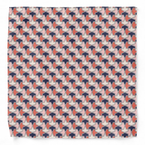 Islamic Red White Blue Geometric Arrows Pattern Bandana