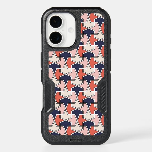 Islamic Red White Blue Geometric Arrows Pattern Otterbox iPhone Case (Back)