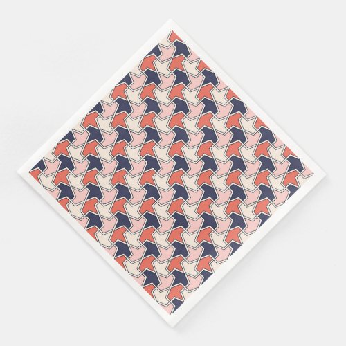 Islamic Red White Blue Geometric Arrows Pattern Pa Paper Dinner Napkins