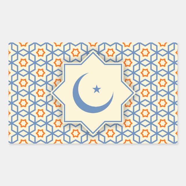 islamic religious geometric decoration pattern abs rectangular sticker (Front)