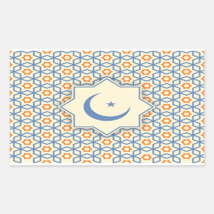 islamic religious geometric decoration pattern abs rectangular sticker