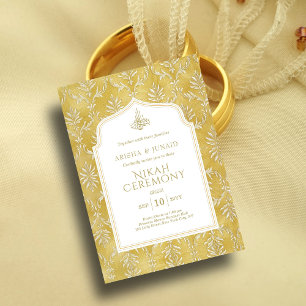 Islamic Royal Golden Damask Muslim Nikah Wedding Invitation