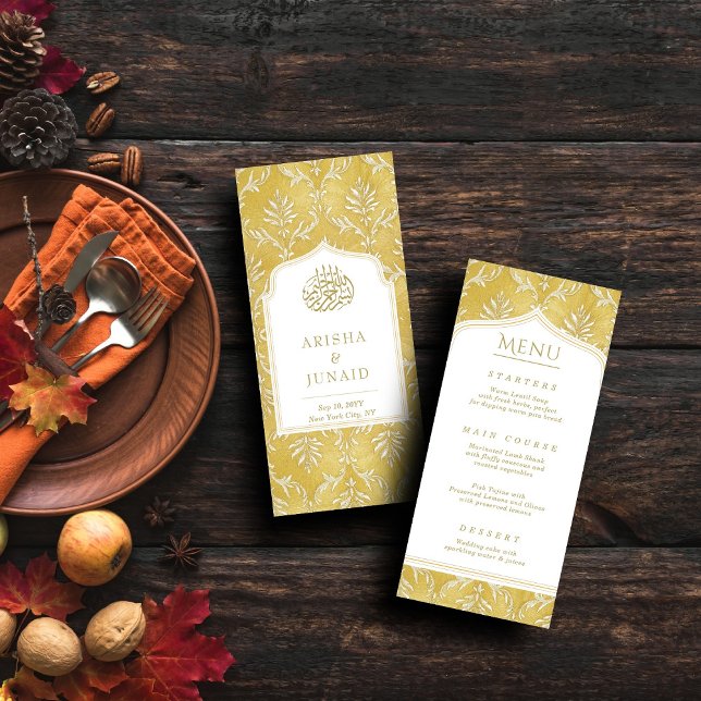 Islamic Royal Golden Damask Muslim Wedding  Menu (Creator Uploaded)