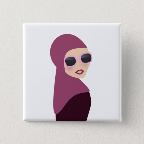 Islamic scarf muslima hijab lady style pinback button