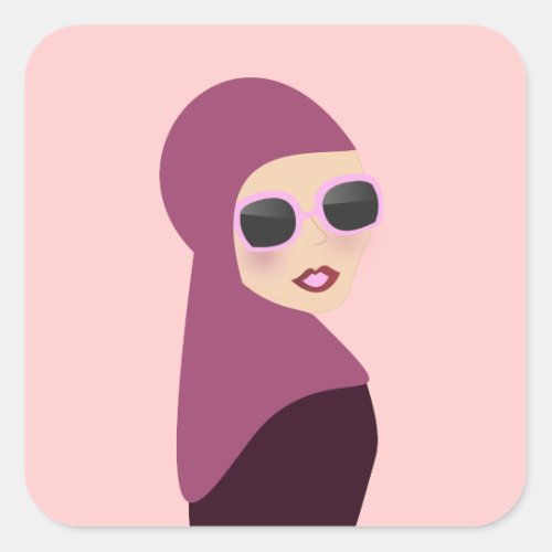 Islamic scarf muslima hijab lady style square sticker