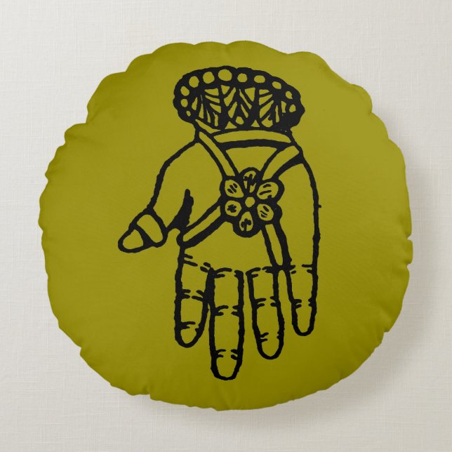 Islamic Symbol: Hamsa Round Pillow (Front)