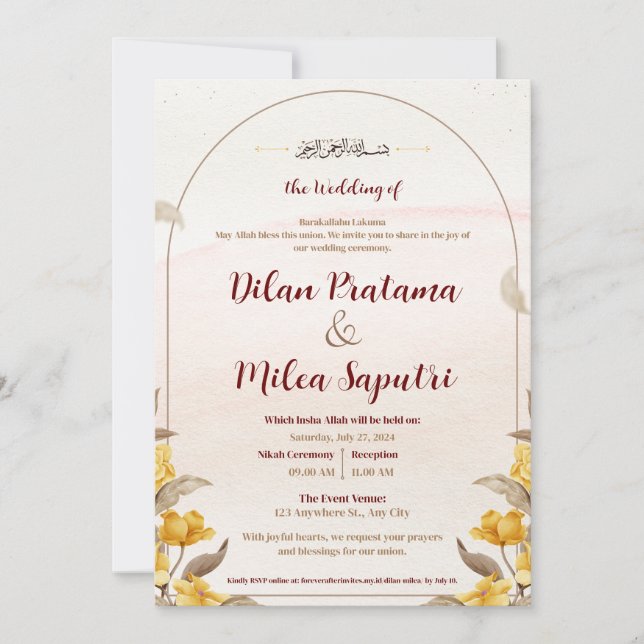 Islamic-Themed Wedding Invitation Card (Front)