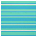 Islamic Turquoise, Aqua, White Striped Pattern Fabric
