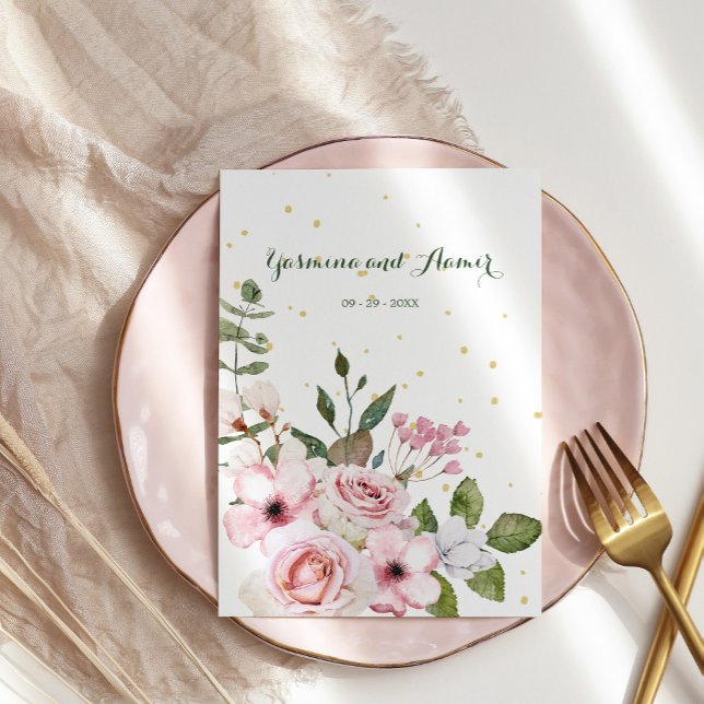 Islamic Wedding Bismillah Elegant Floral Foliage Invitation (Creator Uploaded)