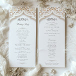 Islamic Wedding Ceremony Program Card<br><div class="desc">Invite your guests to witness the beautiful traditions of your wedding day with this sophisticated ceremony program card. It elegantly details the sequence of events and introduces the wedding party in script that mirrors the arching lines of the Islamic motifs adorning the card's edges. The intricate design, in hues of...</div>