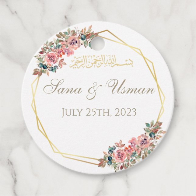 Islamic Wedding  Favor Tags (Front)
