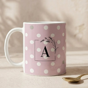 Islamic Wedding Initial Blush Pink Polka Dot Nikah Coffee Mug