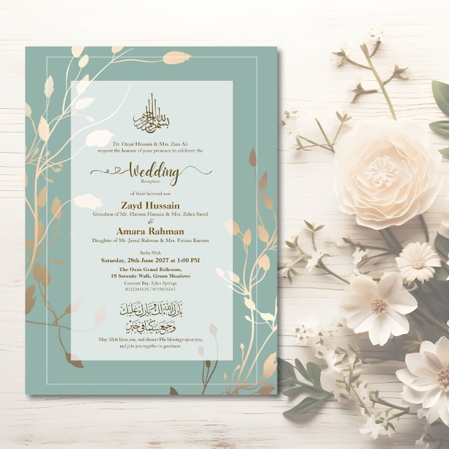 Islamic Wedding Invitation | Sage Green & Gold (Creator Uploaded)