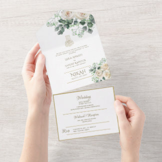 Islamic WEDDING NIKAH WALLIMAH Flowers All In One  Invitation