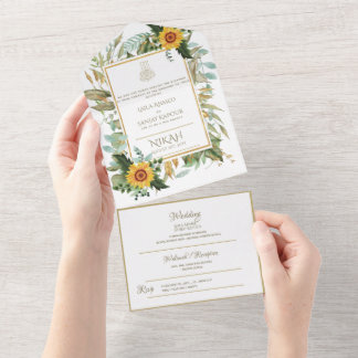 Islamic WEDDING NIKAH WALLIMAH Flowers All In One  Invitation