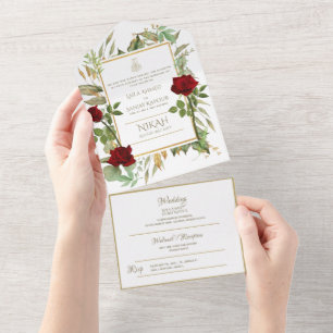 Islamic WEDDING NIKAH WALLIMAH Flowers All In One Invitation