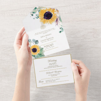 Islamic WEDDING NIKAH WALLIMAH Flowers All In One  Invitation