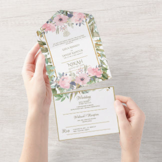 Islamic WEDDING NIKAH WALLIMAH Flowers All In One  Invitation