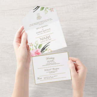 Islamic WEDDING NIKAH WALLIMAH Flowers All In One Invitation