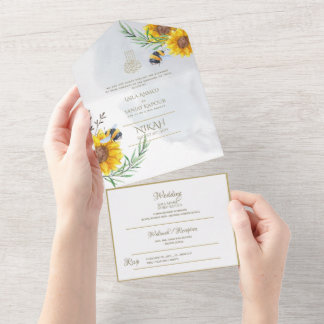 Islamic WEDDING NIKAH WALLIMAH Flowers All In One  Invitation