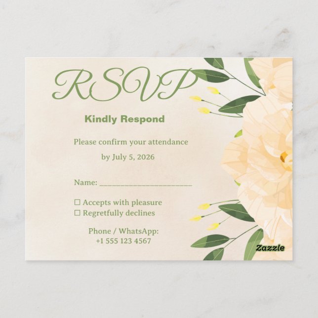 Islamic Wedding RSVP Card | Matching Nikah Invitat (Back)