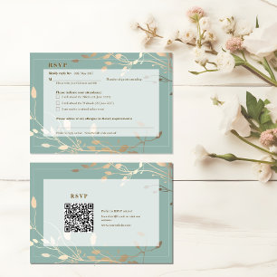 Islamic Wedding RSVP Card   Sage Green & Gold