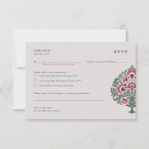Islamic Wedding RSVP Card – Soft-Gray Mughal